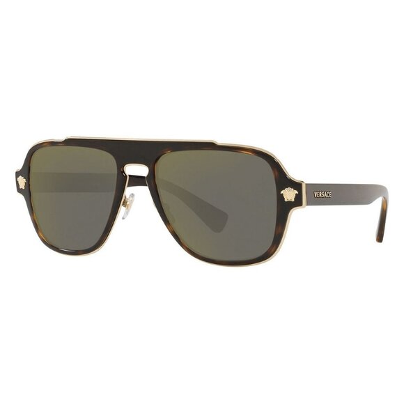 New VERSACE Medusa Charm Havana Square VE2199 1252/4T Sunglasses Women - Picture 1 of 4